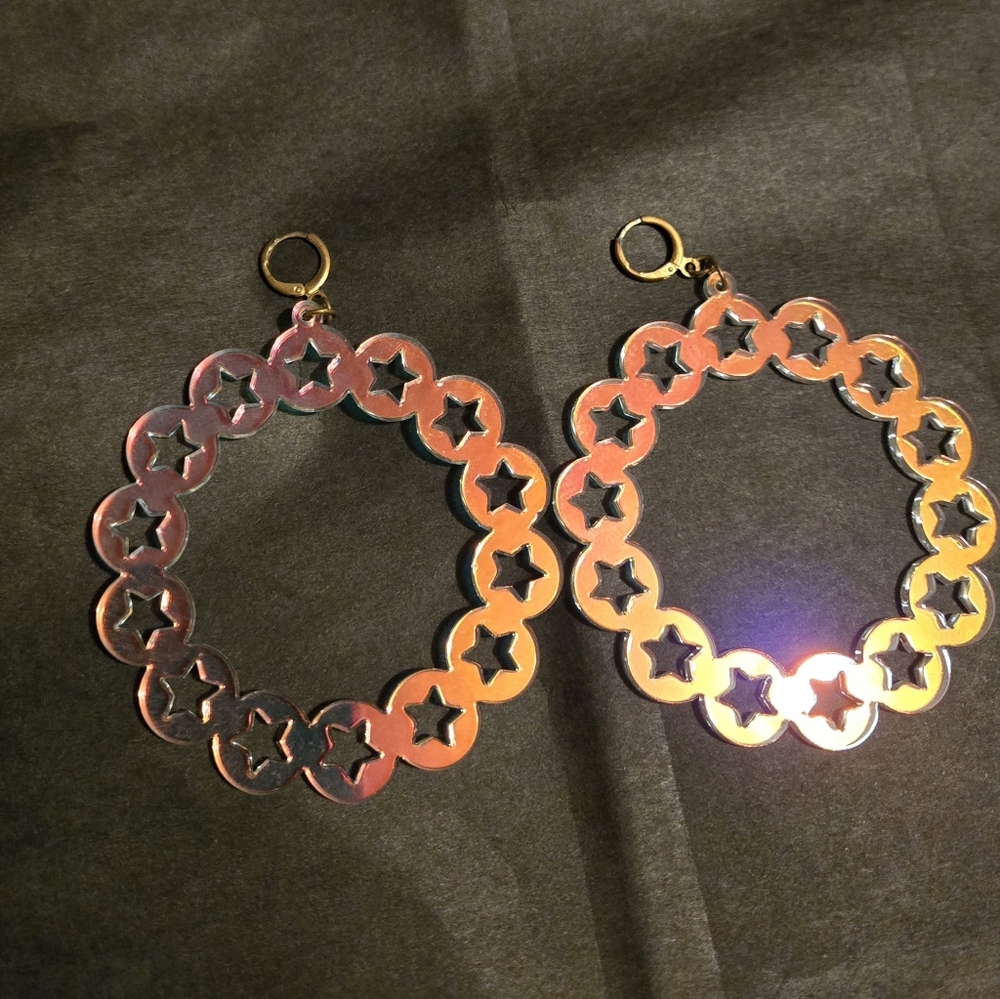 Holographic Star Hoop Earrings